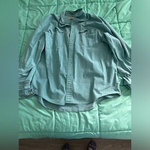 GUC LL Bean Men’s Sunwashed Canvas Shirt, Traditional Fit, size XL, Teal
